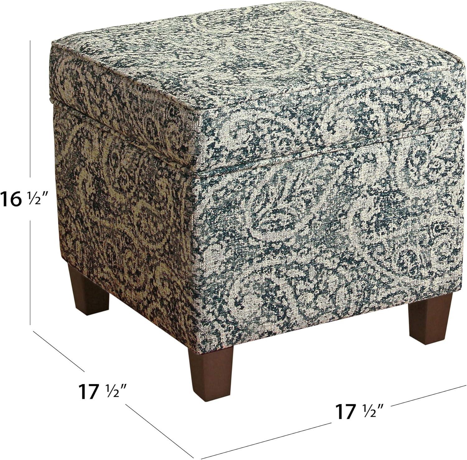 imageHomePop Small Square Storage Ottoman with LiftOff Top Gray and Cream Stripe Fabric Upholstered Accent Footrest Stool with Wood Legs for Living Room Bedroom EntrywayGray and Navy