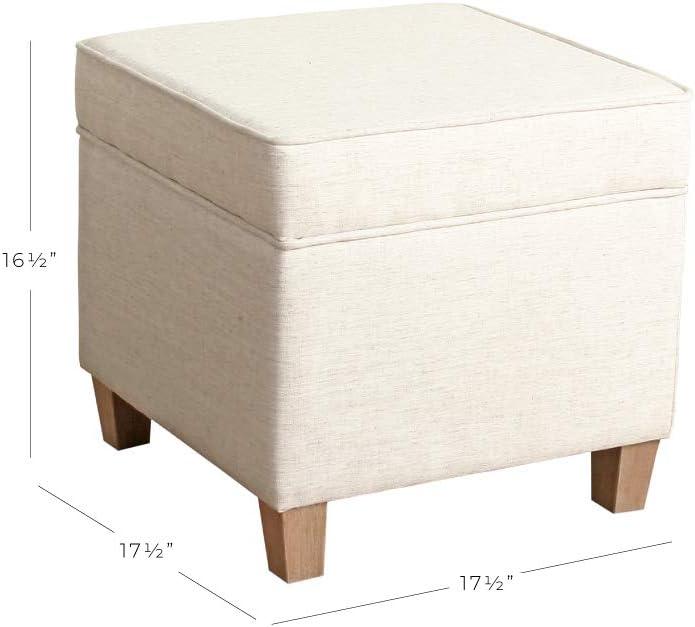 imageHomePop Small Square Storage Ottoman with LiftOff Top Gray and Cream Stripe Fabric Upholstered Accent Footrest Stool with Wood Legs for Living Room Bedroom EntrywayCream