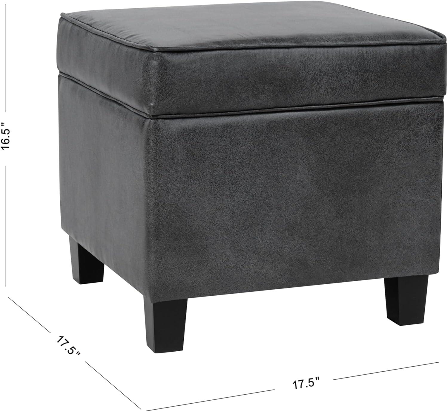 imageHomePop Small Square Storage Ottoman with LiftOff Top Gray and Cream Stripe Fabric Upholstered Accent Footrest Stool with Wood Legs for Living Room Bedroom EntrywayGrey