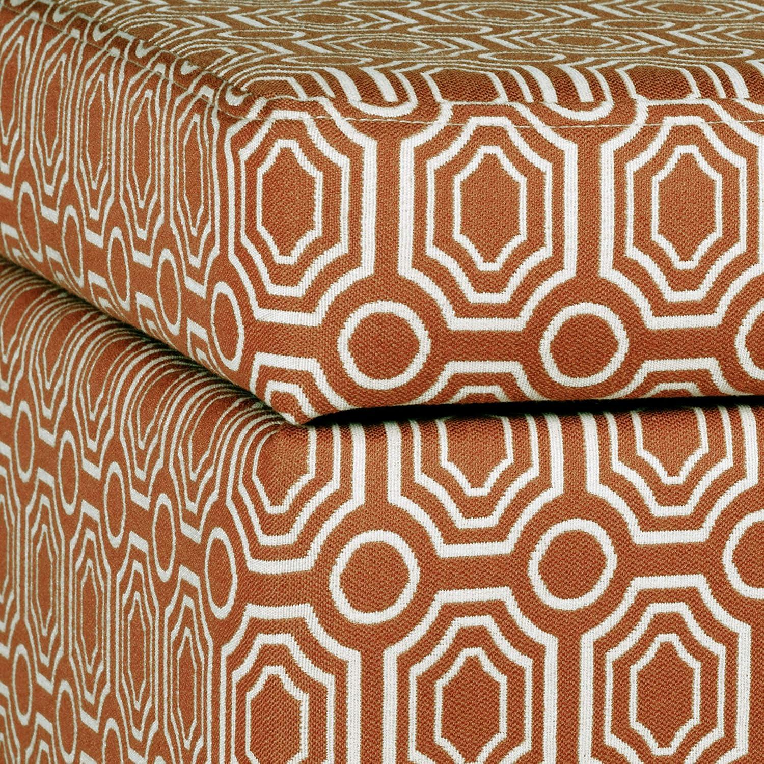 imageHomePop Small Square Storage Ottoman with LiftOff Top Gray and Cream Stripe Fabric Upholstered Accent Footrest Stool with Wood Legs for Living Room Bedroom EntrywayOrange Geometric