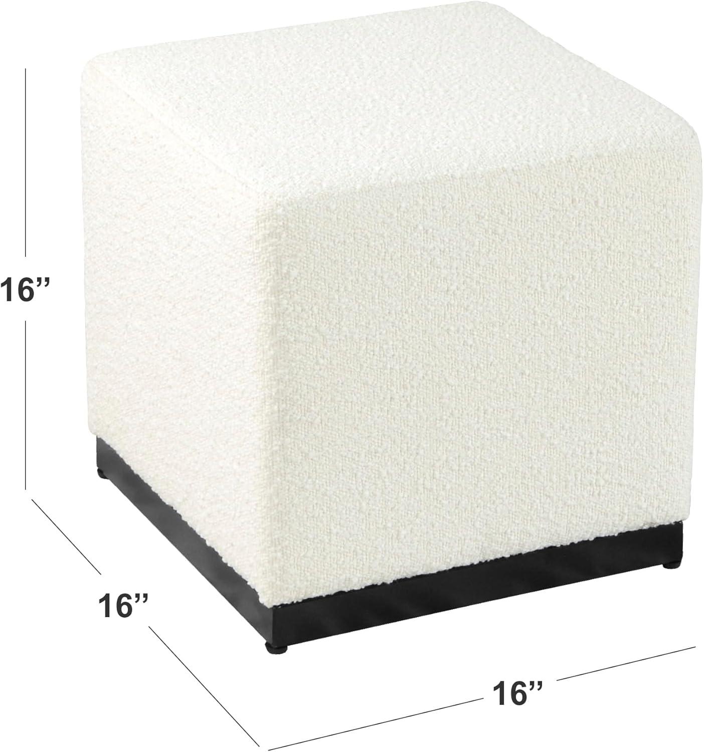 imageHomePop Small Square Storage Ottoman with LiftOff Top Gray and Cream Stripe Fabric Upholstered Accent Footrest Stool with Wood Legs for Living Room Bedroom EntrywayCream Boucle