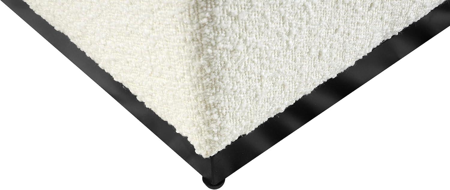 imageHomePop Small Square Storage Ottoman with LiftOff Top Gray and Cream Stripe Fabric Upholstered Accent Footrest Stool with Wood Legs for Living Room Bedroom EntrywayCream Boucle
