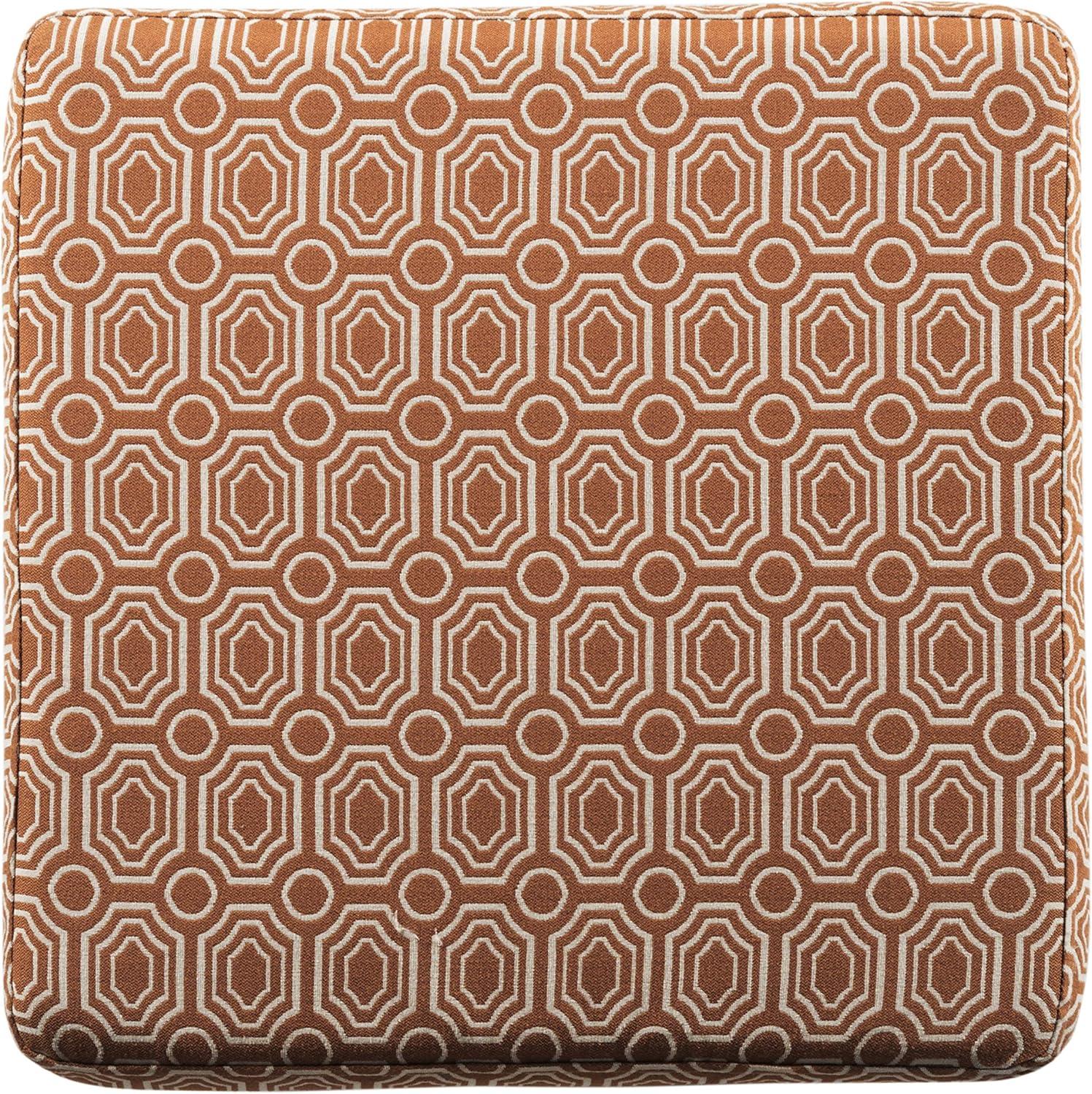 imageHomePop Small Square Storage Ottoman with LiftOff Top Gray and Cream Stripe Fabric Upholstered Accent Footrest Stool with Wood Legs for Living Room Bedroom EntrywayOrange Geometric