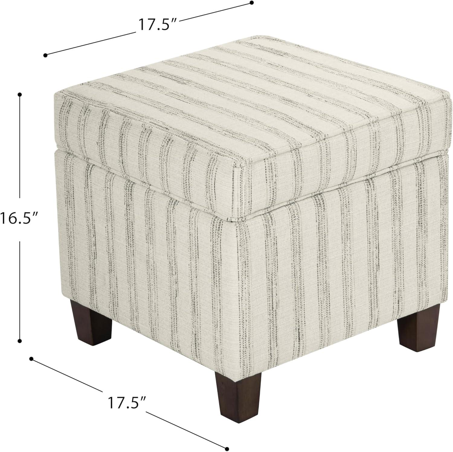 imageHomePop Small Square Storage Ottoman with LiftOff Top Gray and Cream Stripe Fabric Upholstered Accent Footrest Stool with Wood Legs for Living Room Bedroom EntrywayGray and Cream Stripe