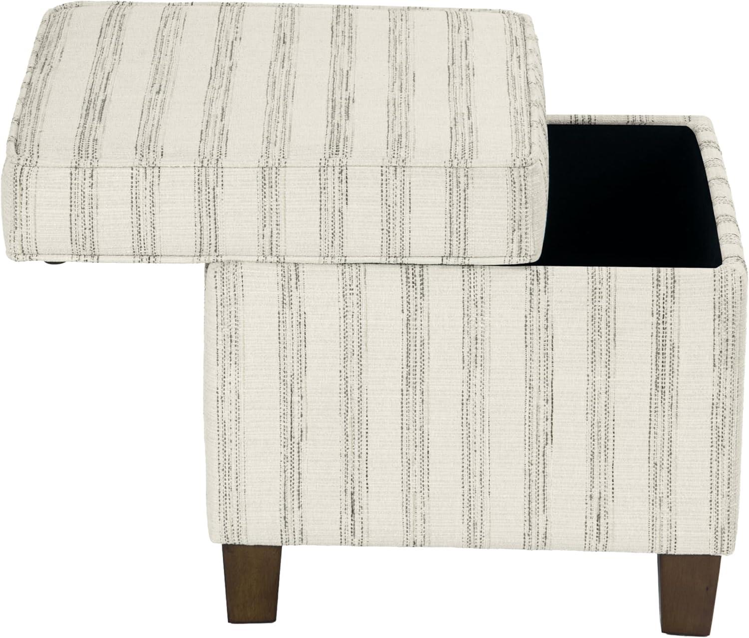 imageHomePop Small Square Storage Ottoman with LiftOff Top Gray and Cream Stripe Fabric Upholstered Accent Footrest Stool with Wood Legs for Living Room Bedroom EntrywayGray and Cream Stripe