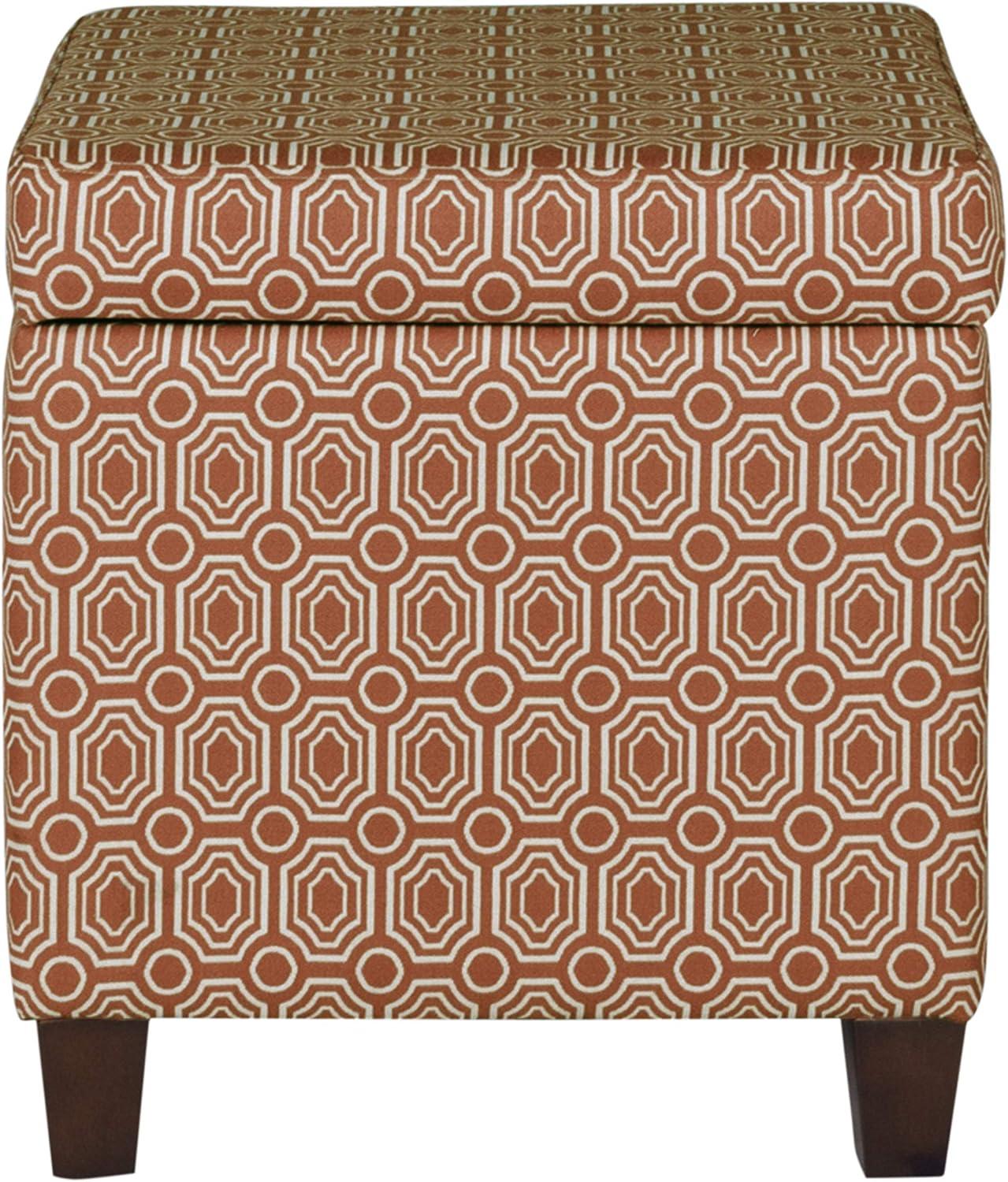 imageHomePop Small Square Storage Ottoman with LiftOff Top Gray and Cream Stripe Fabric Upholstered Accent Footrest Stool with Wood Legs for Living Room Bedroom EntrywayOrange Geometric