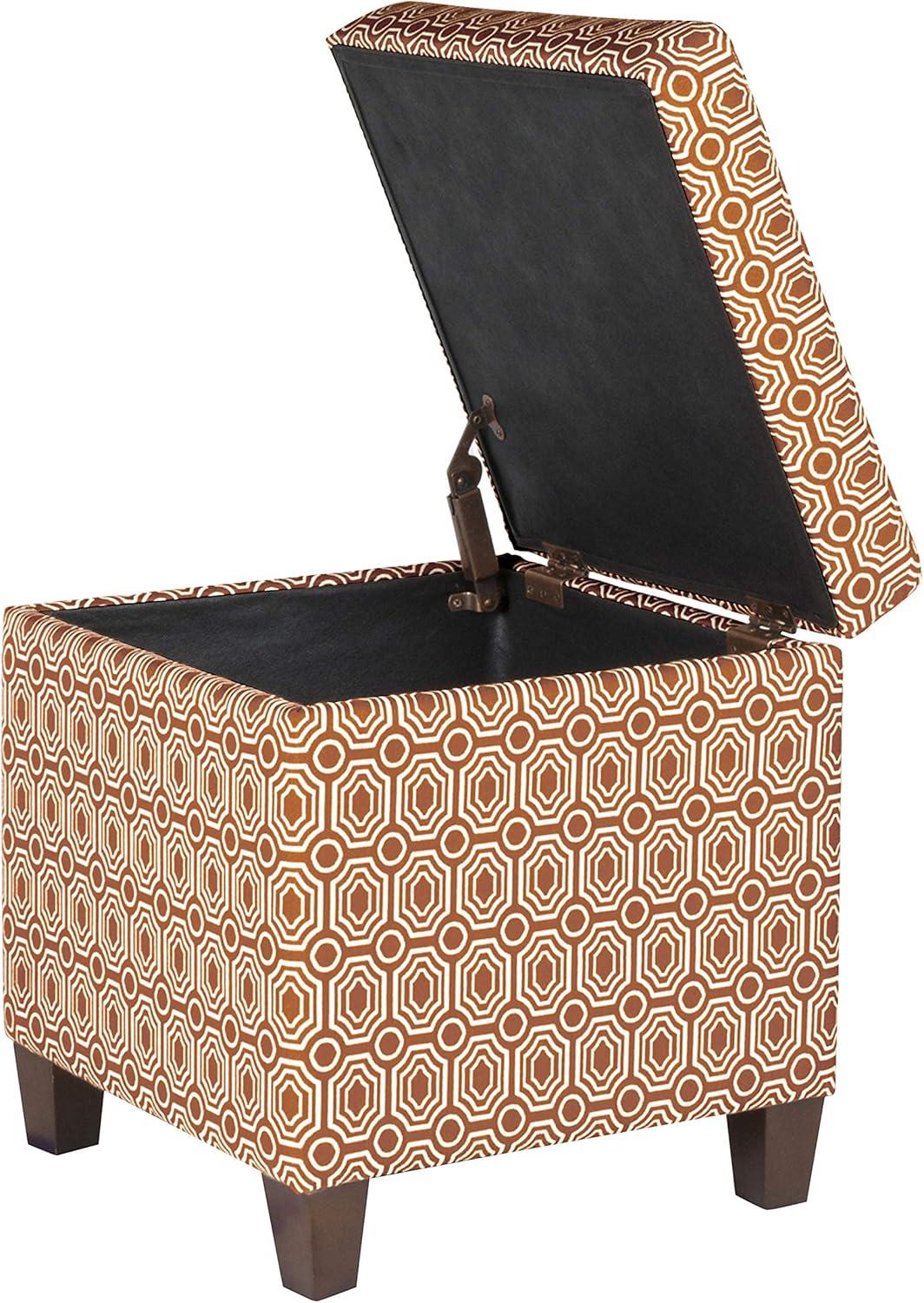 imageHomePop Small Square Storage Ottoman with LiftOff Top Gray and Cream Stripe Fabric Upholstered Accent Footrest Stool with Wood Legs for Living Room Bedroom EntrywayOrange Geometric