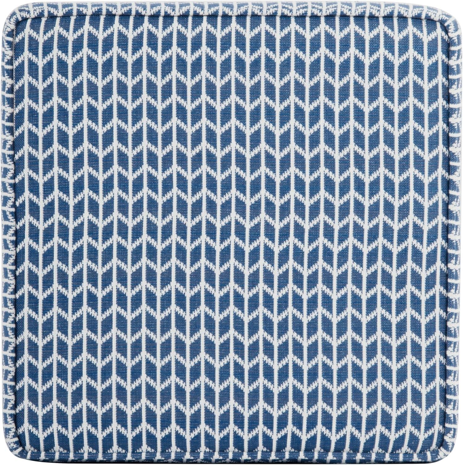 imageHomePop Small Square Storage Ottoman with LiftOff Top Gray and Cream Stripe Fabric Upholstered Accent Footrest Stool with Wood Legs for Living Room Bedroom EntrywayBlue Chevron Print