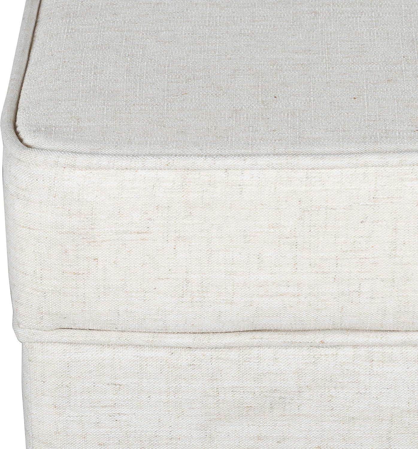 imageHomePop Small Square Storage Ottoman with LiftOff Top Gray and Cream Stripe Fabric Upholstered Accent Footrest Stool with Wood Legs for Living Room Bedroom EntrywayCream