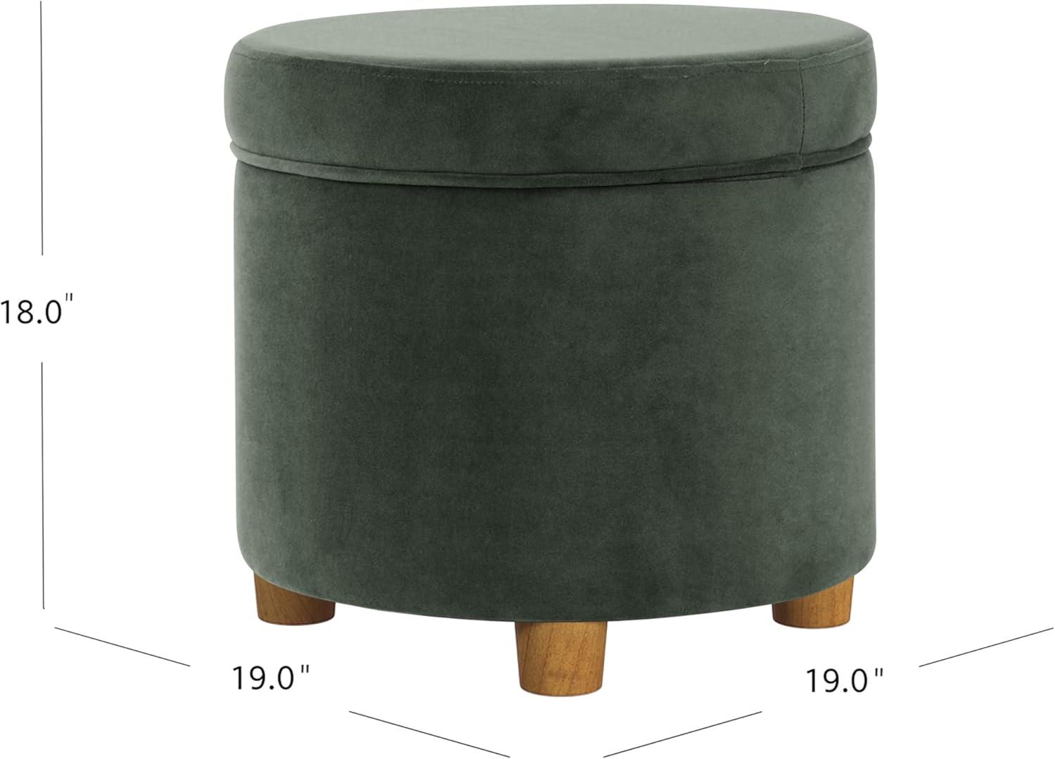 imageHomepop Home Decor Upholstered Round Storage Ottoman Ottoman with Storage for Living Room amp Bedroom White Woven StripeLoden Green