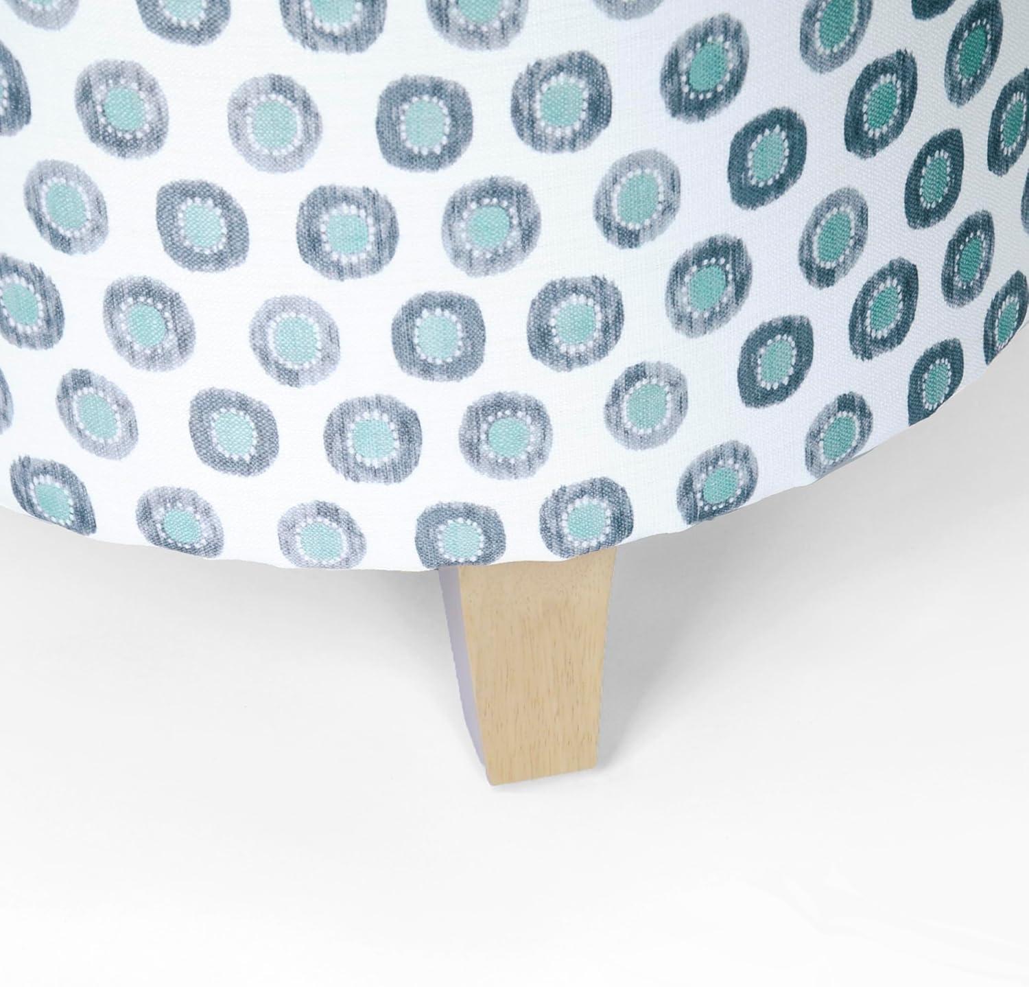 imageHomepop Home Decor Upholstered Round Storage Ottoman Ottoman with Storage for Living Room amp Bedroom White Woven StripeSmall Green Medallion Ikat Print