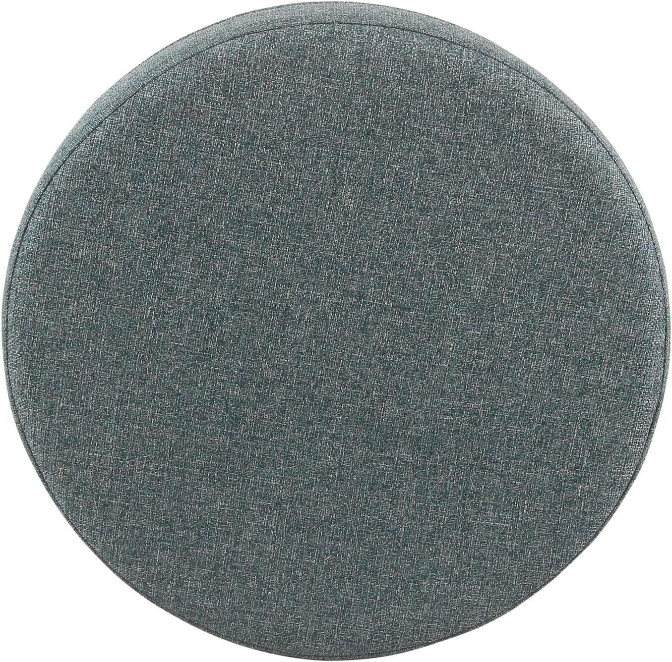 imageHomepop Home Decor Upholstered Round Storage Ottoman Ottoman with Storage for Living Room amp Bedroom White Woven StripeTeal