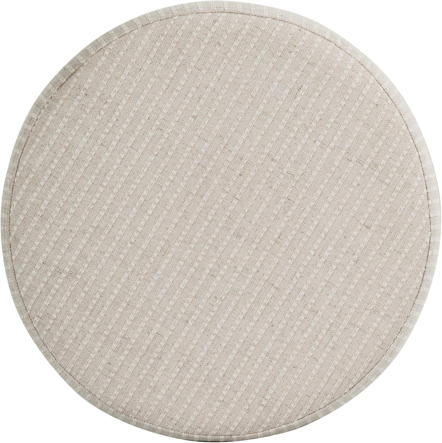 imageHomepop Home Decor Upholstered Round Storage Ottoman Ottoman with Storage for Living Room amp Bedroom White Woven StripeWhite Woven Stripe