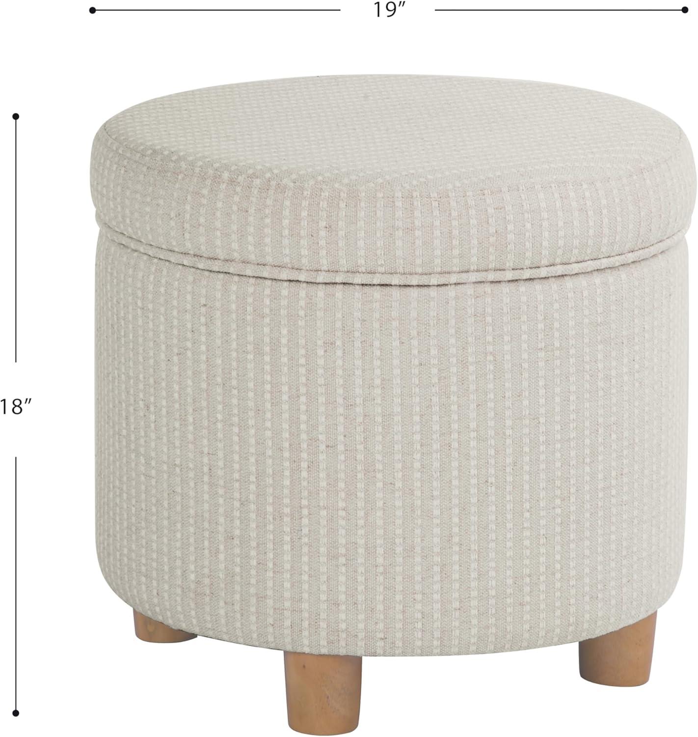imageHomepop Home Decor Upholstered Round Storage Ottoman Ottoman with Storage for Living Room amp Bedroom White Woven StripeWhite Woven Stripe