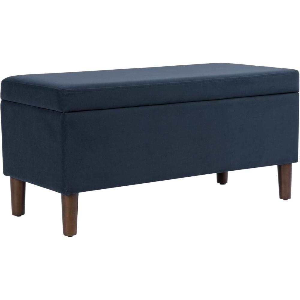 imageHomePop Large Decorative Storage Bench Blue Geometric PatternBlue Velvet