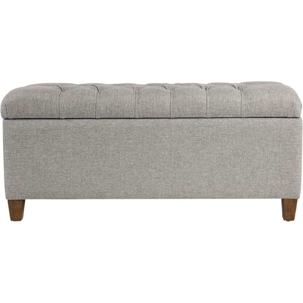 imageHomePop Large Decorative Storage Bench Blue Geometric PatternGray Fabric