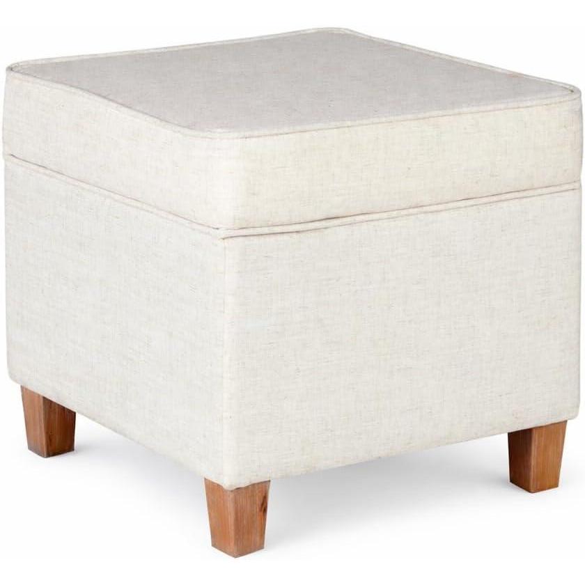 imageHomePop Small Square Storage Ottoman with LiftOff Top Gray and Cream Stripe Fabric Upholstered Accent Footrest Stool with Wood Legs for Living Room Bedroom EntrywayCream