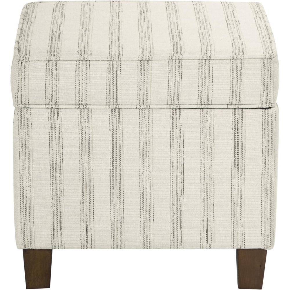 imageHomePop Small Square Storage Ottoman with LiftOff Top Gray and Cream Stripe Fabric Upholstered Accent Footrest Stool with Wood Legs for Living Room Bedroom EntrywayGray and Cream Stripe