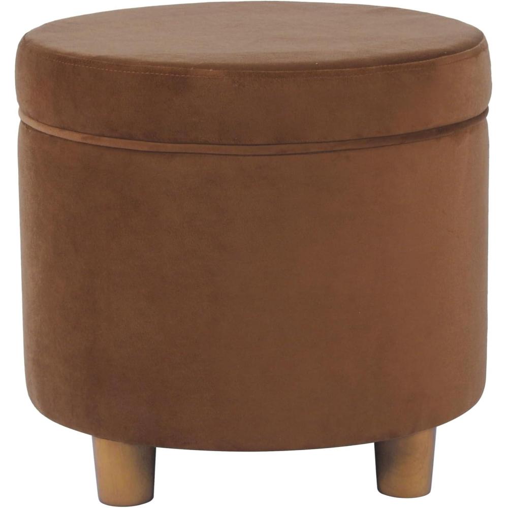 imageHomepop Home Decor Upholstered Round Storage Ottoman Ottoman with Storage for Living Room amp Bedroom White Woven StripeSpice Orange