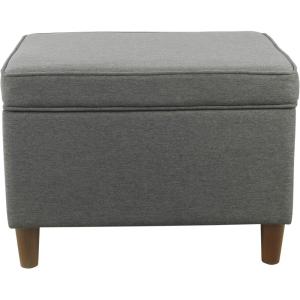 HomePop Home Decor |Upholstered Modern Rectangular Storage Ottoman | Hinged Lid Ottoman with Storage for Living Room & Bedroom, Blue Geometric Pattern(Gary)