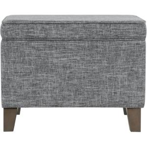 HomePop Home Decor |Upholstered Modern Rectangular Storage Ottoman | Hinged Lid Ottoman with Storage for Living Room & Bedroom, Blue Geometric Pattern(Grey)