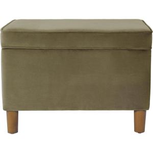 HomePop Home Decor |Upholstered Modern Rectangular Storage Ottoman | Hinged Lid Ottoman with Storage for Living Room & Bedroom, Blue Geometric Pattern(Light Sage Green Velvet)