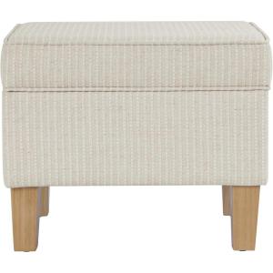 HomePop Home Decor |Upholstered Modern Rectangular Storage Ottoman | Hinged Lid Ottoman with Storage for Living Room & Bedroom, Blue Geometric Pattern(White Woven Stripe)