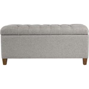 HomePop Large Decorative Storage Bench – Blue Geometric Pattern(Gray Fabric)