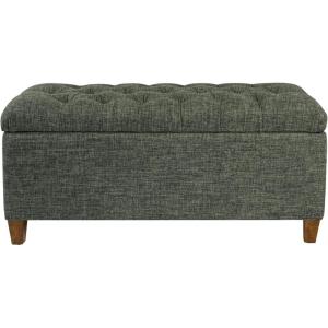 HomePop Large Decorative Storage Bench – Blue Geometric Pattern(Green Clover Fabric)