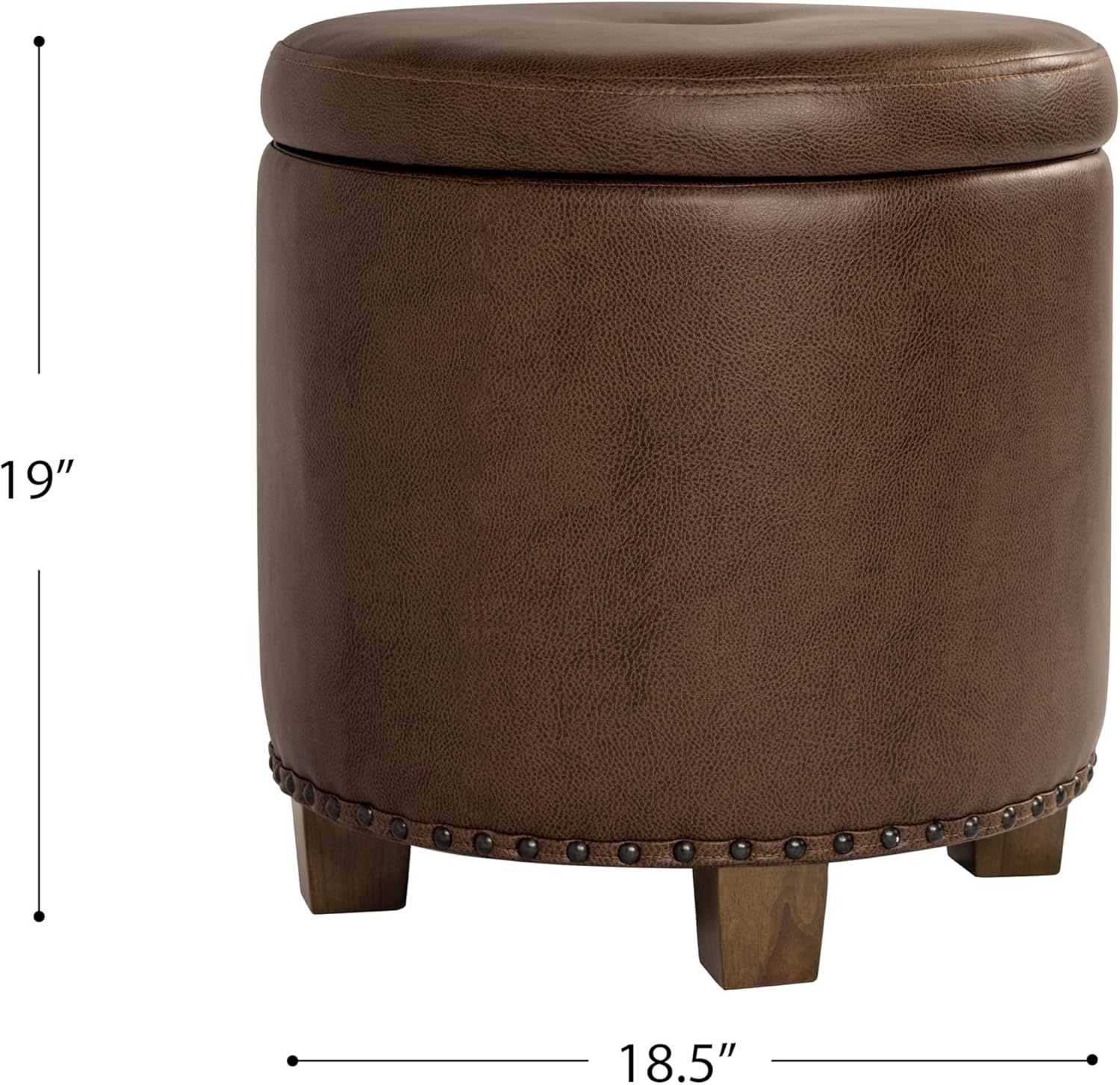 image:imageHomePop Round Storage Ottoman Tan Geometric PatternBrown Faux Leather