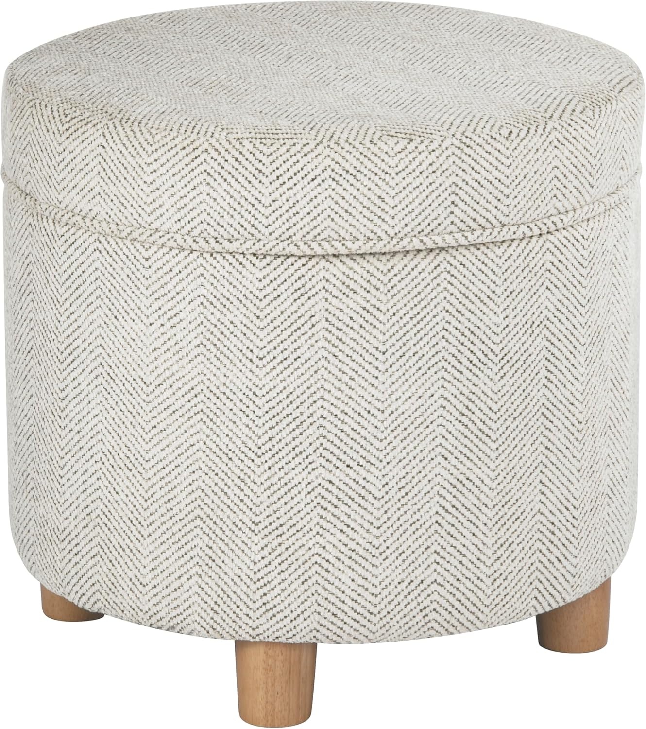 image:imageHomePop Round Storage Ottoman Tan Geometric PatternCream Chevron Woven