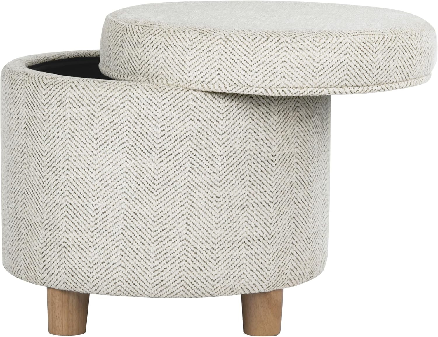 image:imageHomePop Round Storage Ottoman Tan Geometric PatternCream Chevron Woven