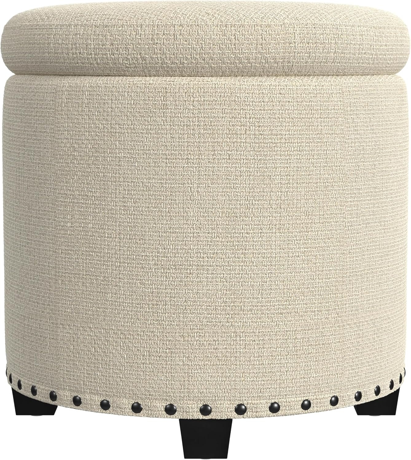 image:imageHomePop Round Storage Ottoman Tan Geometric PatternCream Woven