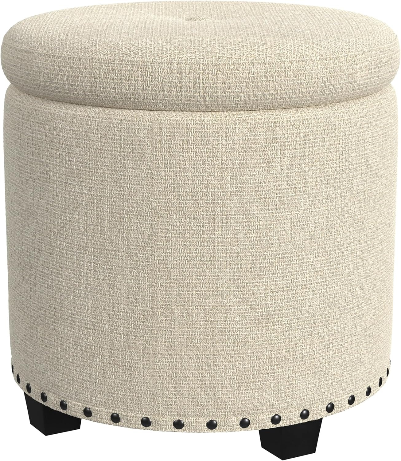 image:imageHomePop Round Storage Ottoman Tan Geometric PatternCream Woven