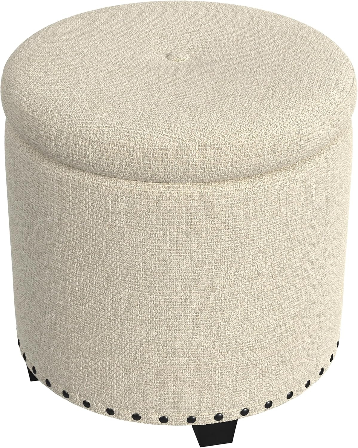 image:imageHomePop Round Storage Ottoman Tan Geometric PatternCream Woven