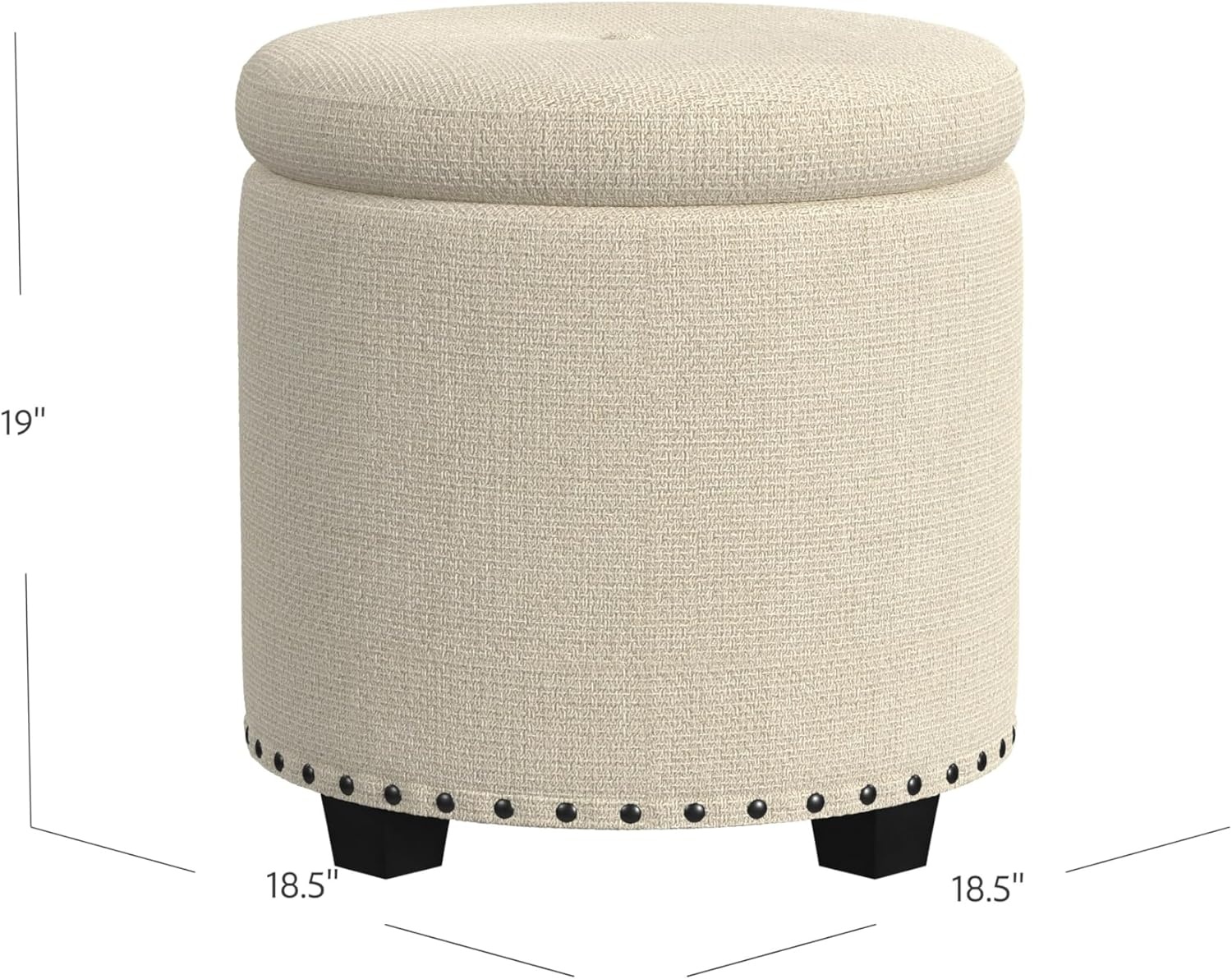 image:imageHomePop Round Storage Ottoman Tan Geometric PatternCream Woven