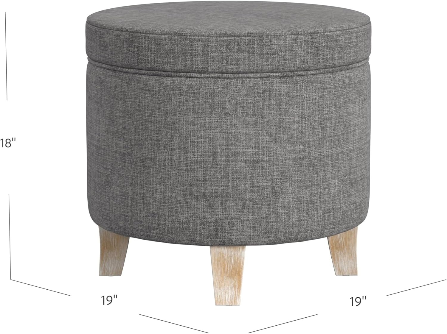 image:imageHomePop Round Storage Ottoman Tan Geometric PatternGray Woven