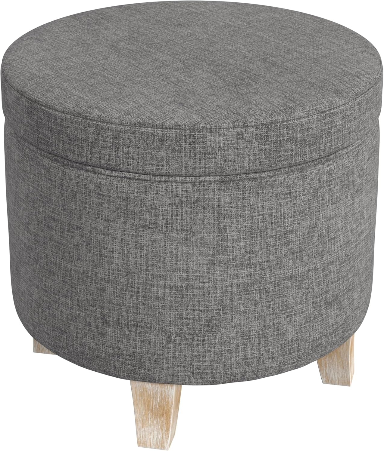 image:imageHomePop Round Storage Ottoman Tan Geometric PatternGray Woven