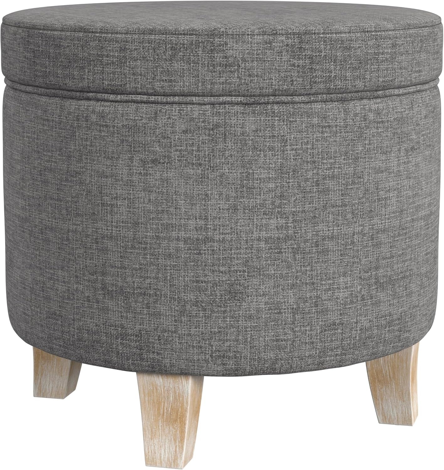 image:imageHomePop Round Storage Ottoman Tan Geometric PatternGray Woven