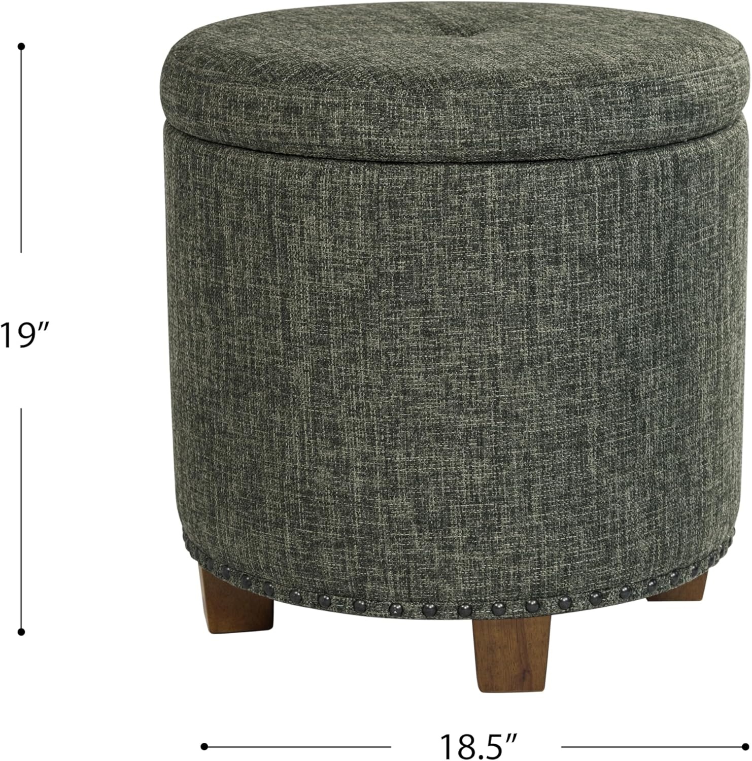 image:imageHomePop Round Storage Ottoman Tan Geometric PatternGreen Clover Fabric