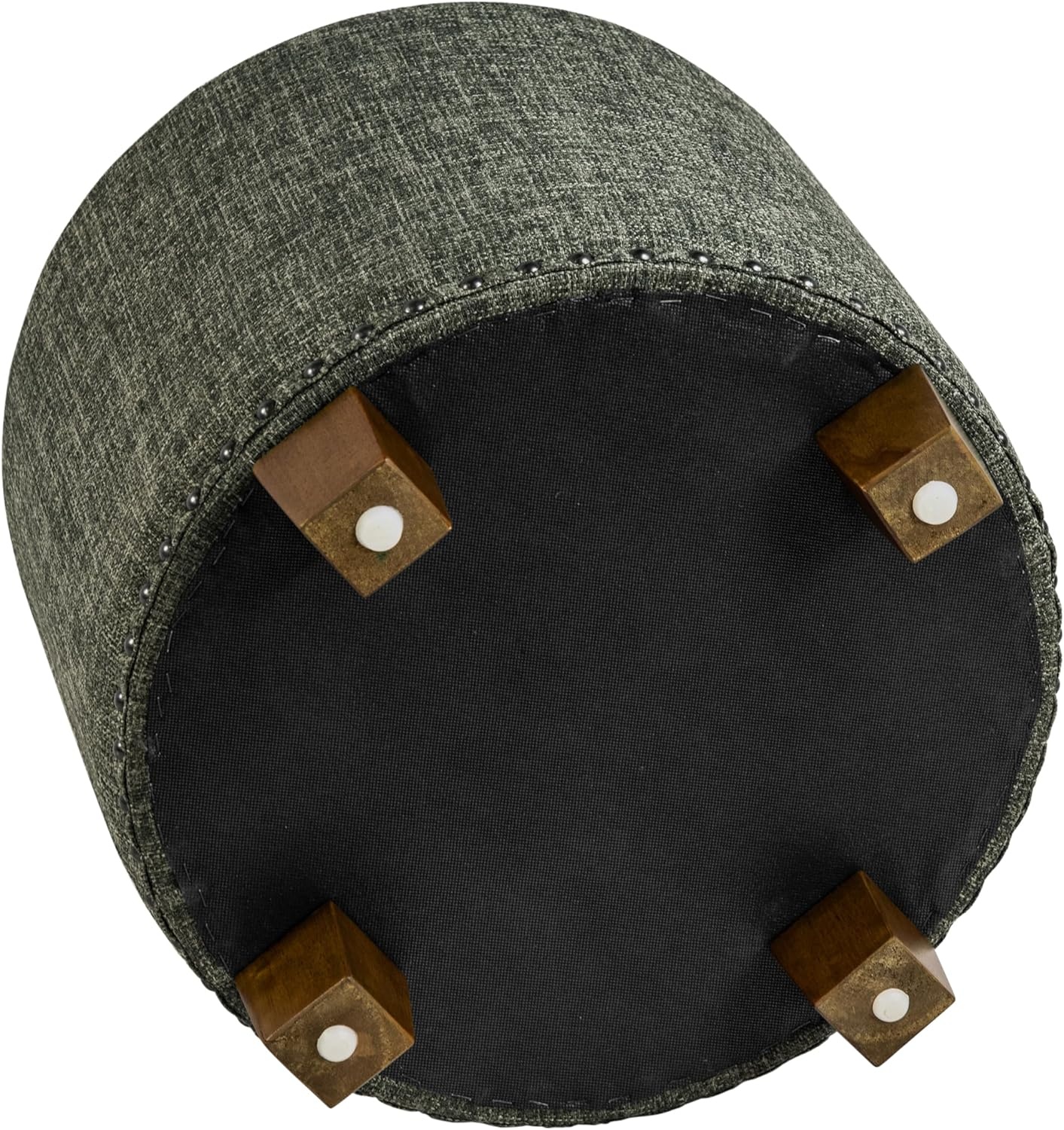 image:imageHomePop Round Storage Ottoman Tan Geometric PatternGreen Clover Fabric