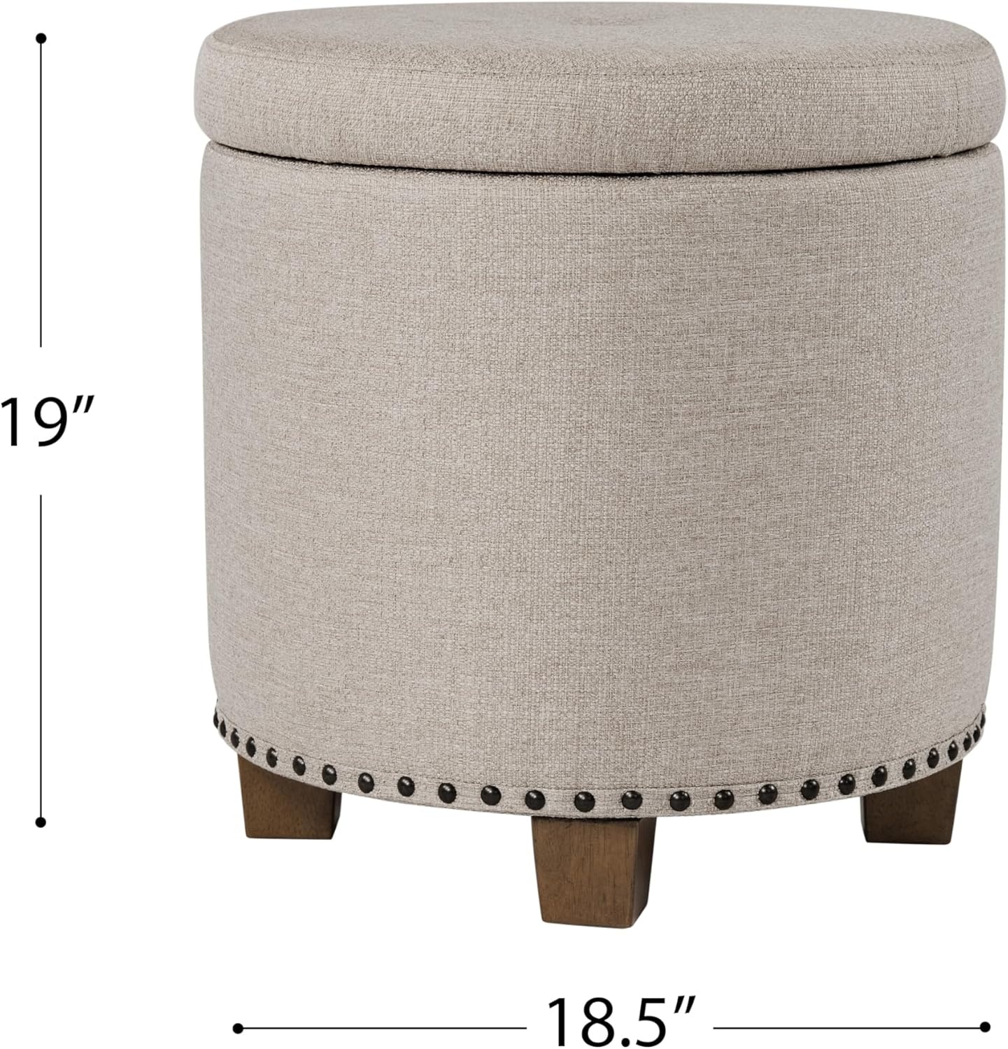 image:imageHomePop Round Storage Ottoman Tan Geometric PatternLight Brown Fabric