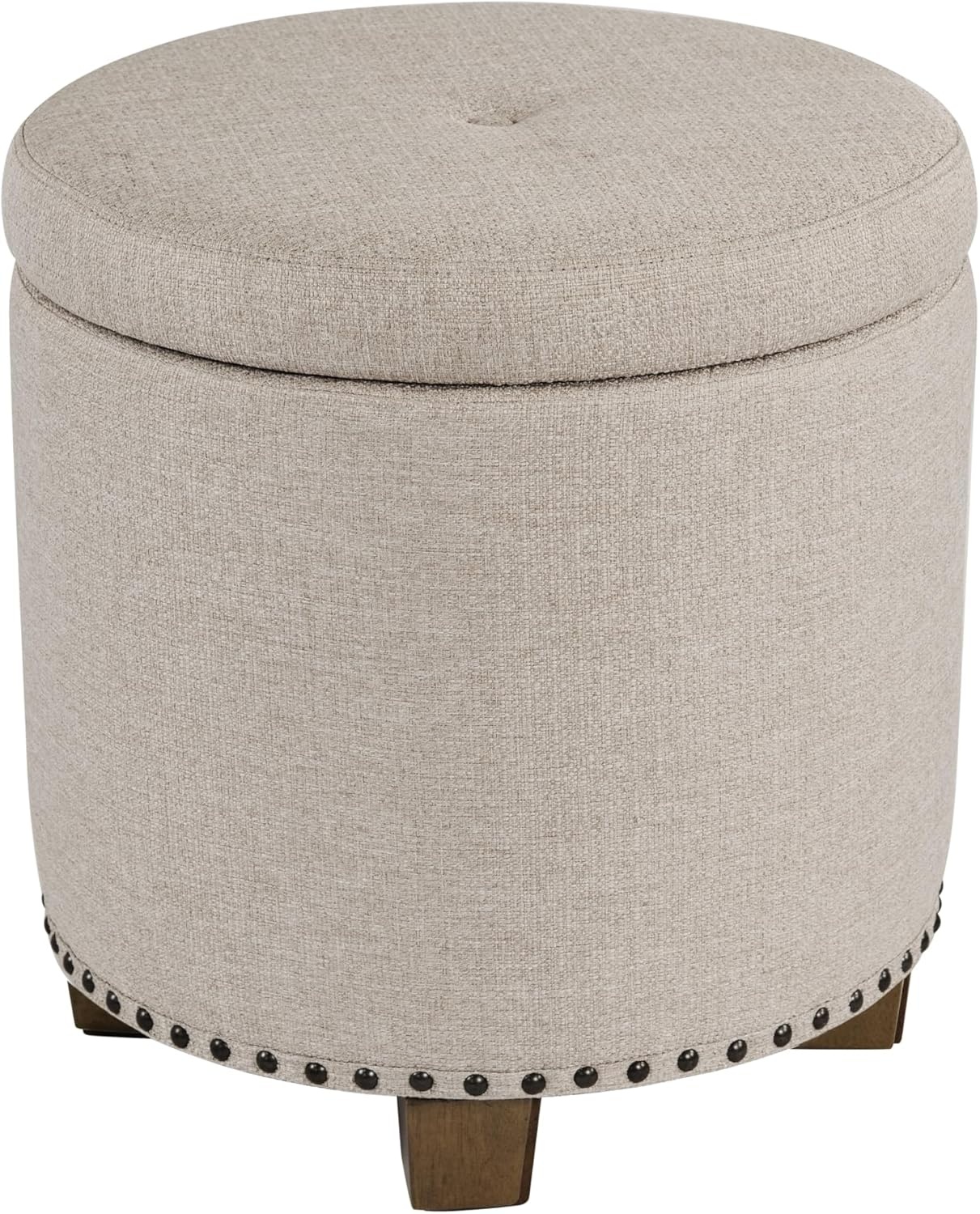 image:imageHomePop Round Storage Ottoman Tan Geometric PatternLight Brown Fabric