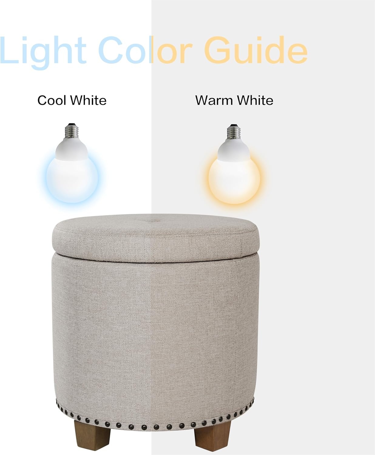 image:imageHomePop Round Storage Ottoman Tan Geometric PatternLight Brown Fabric