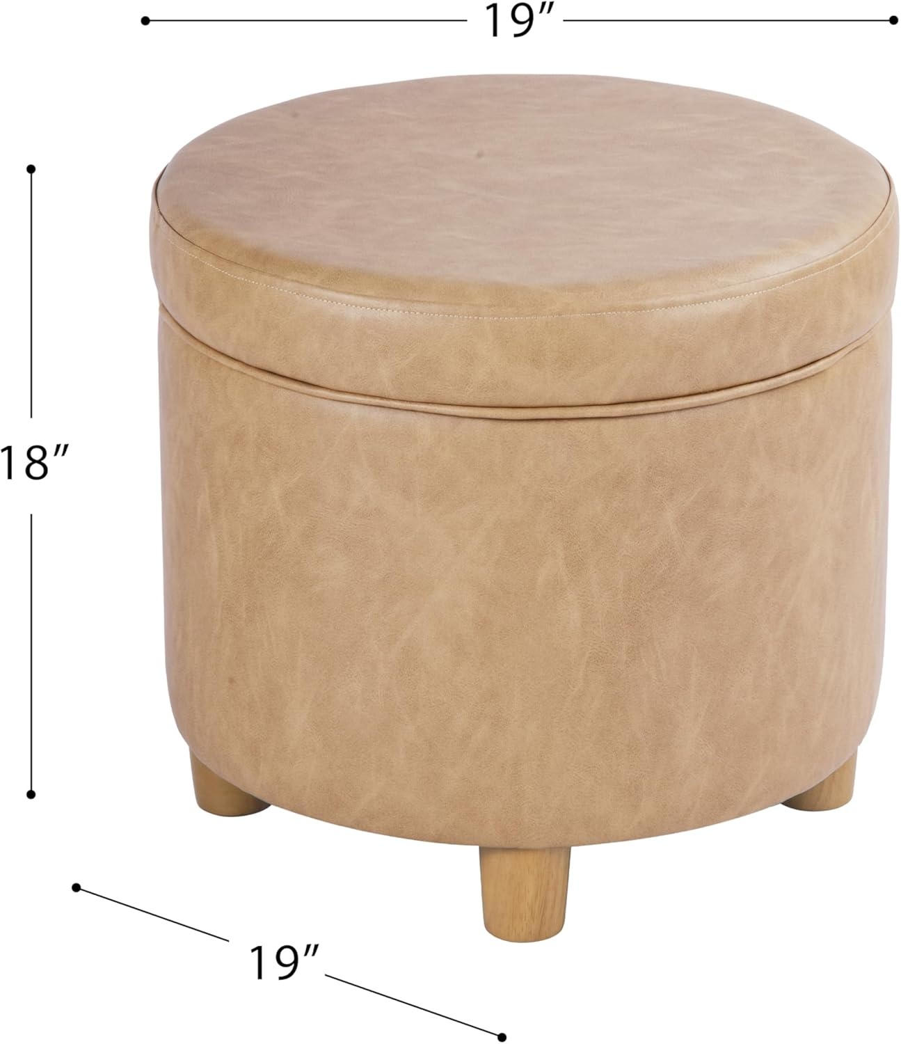 image:imageHomePop Round Storage Ottoman Tan Geometric PatternSand Faux Leather