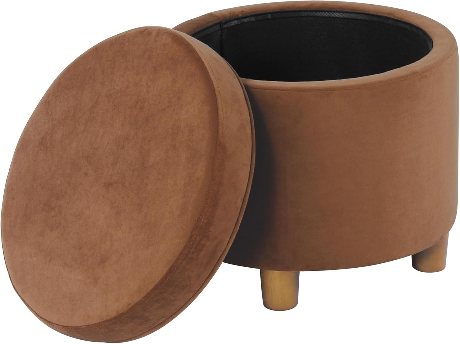 image:imageHomePop Round Storage Ottoman Tan Geometric PatternSpice Orange