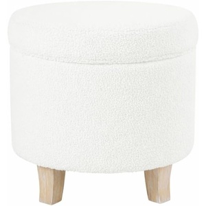 HomePop Round Storage Ottoman – Tan Geometric Pattern(Light Cream)