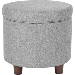 HomePop Round Storage Ottoman – Tan Geometric Pattern(Light Gray)