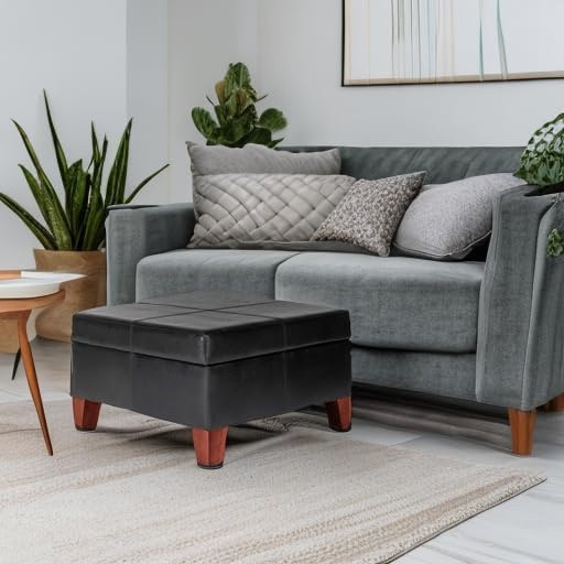 image:imageHomePop Luxury Large Storage Ottoman Blue Woven FabricBlack