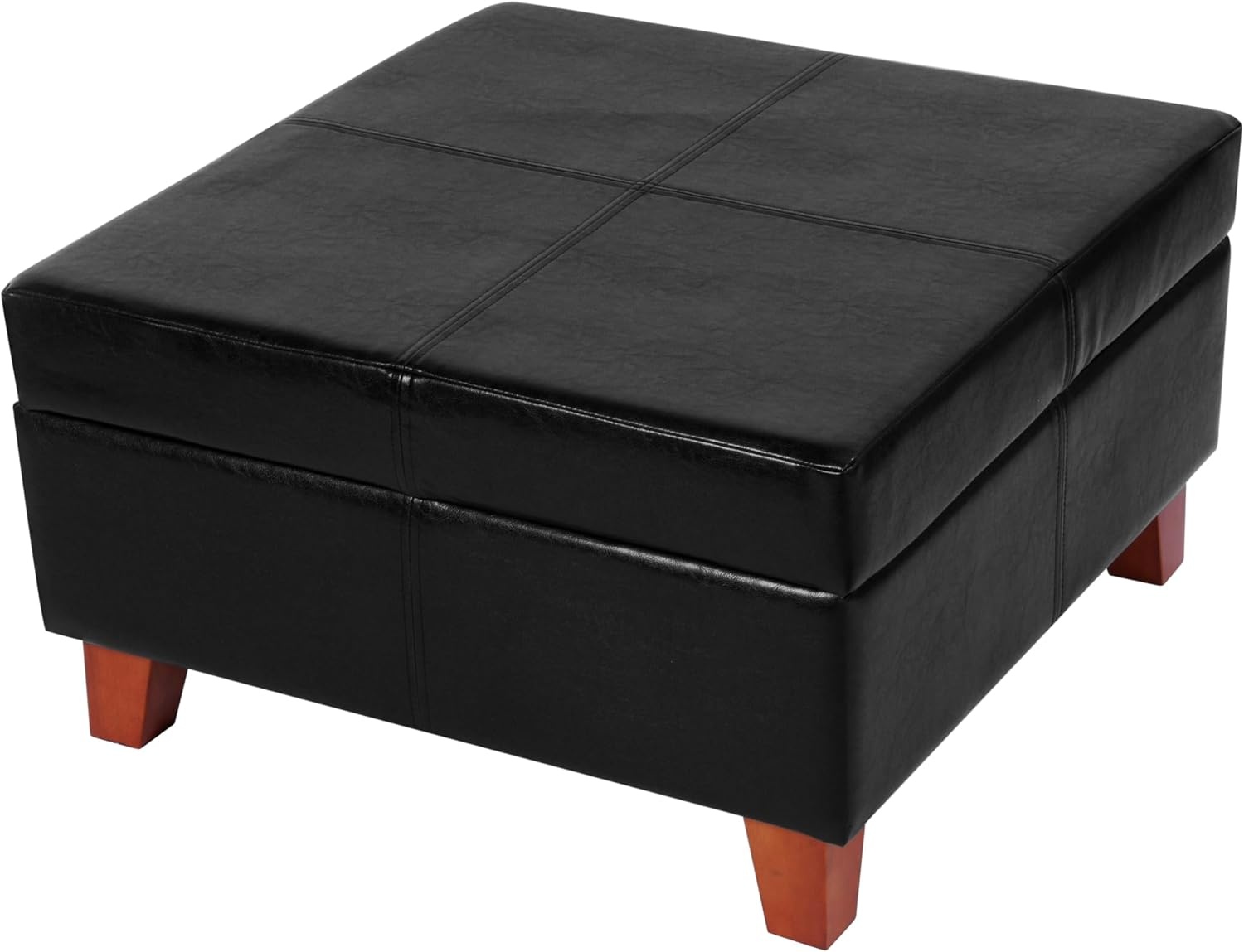 image:imageHomePop Luxury Large Storage Ottoman Blue Woven FabricBlack